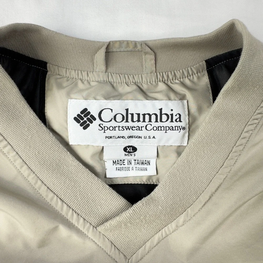 Vintage Columbia Vest Men's XL Tan Sleeveless Pullover V-Neck Golf Golfer Preppy
